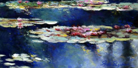 Water Lily Pond 8 x 16 pastel